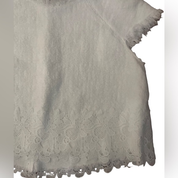 Zara Women’s white frayed embroidered top  size M - Picture 4 of 4